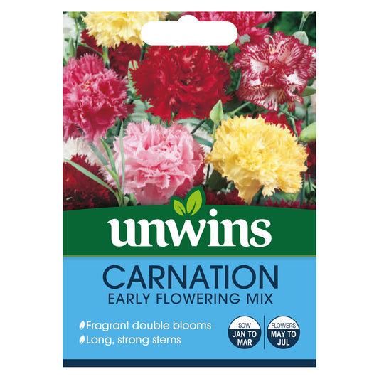 Unwins Carnation Early Flowering Mix Seeds - front