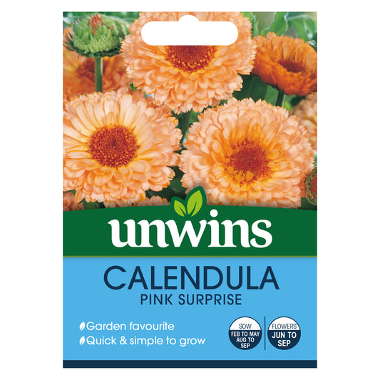 Unwins Calendula Pink Surprise Seeds front