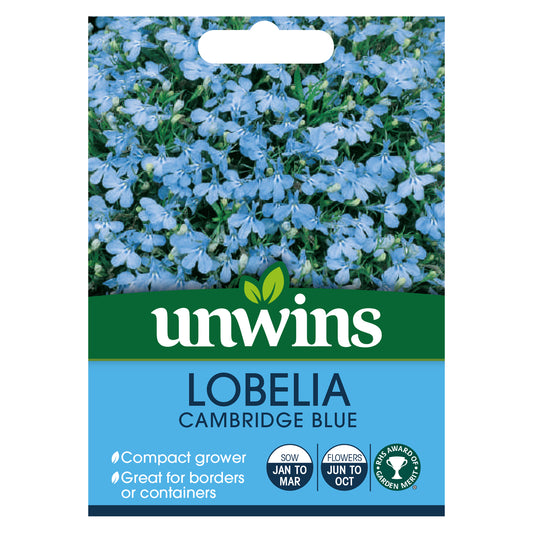Unwins Bush Lobelia Cambridge Blue Seeds  front