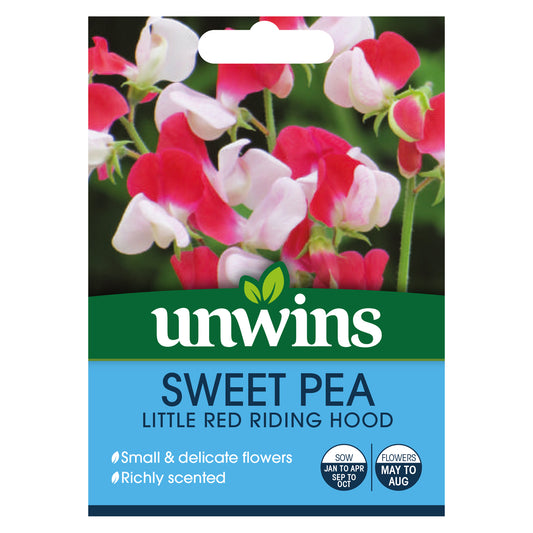 Unwins Sweet Pea Little Red Riding Hood Seeds - front