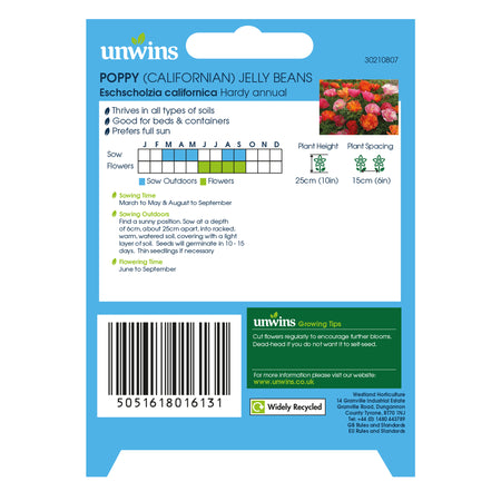 Unwins Californian Poppy XL Jelly Beans Seeds