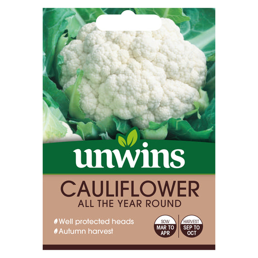 Unwins Cauliflower All The Year Round Seeds front of pack
