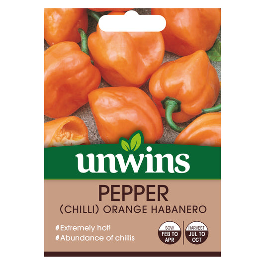 Unwins Chilli Pepper Orange Habanero Seeds - front