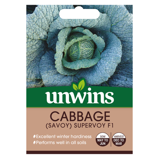 Unwins Savoy Cabbage Supervoy F1 Seeds - front