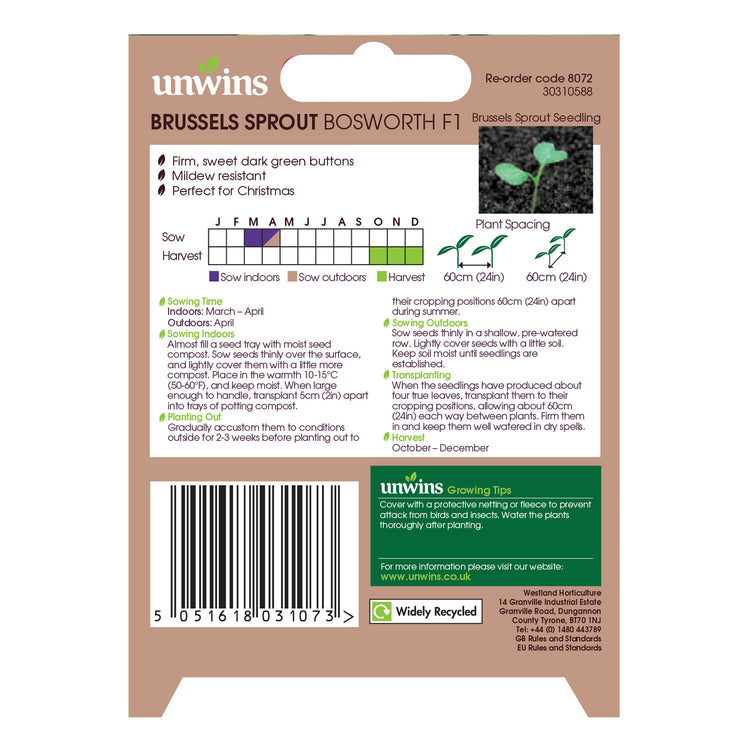 Unwins Brussels Sprout Bosworth F1 Seeds