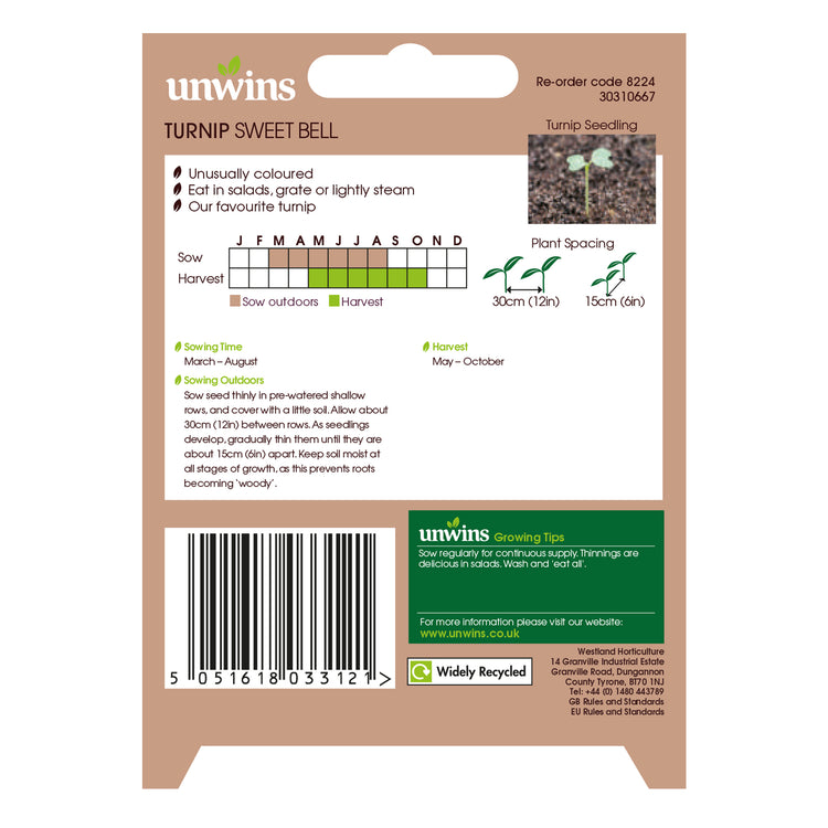 Unwins Turnip Sweetbell Seeds