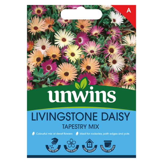 Unwins Livingstone Daisy Tapestry Mix Seeds front of pack