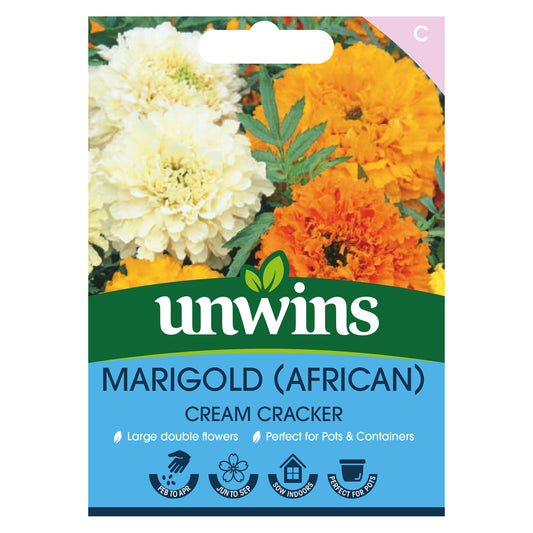 Unwins African Marigold Cream Cracker Seeds front
