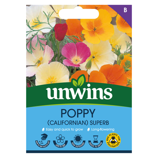 Unwins Californian Poppy Superb Seeds front of pack