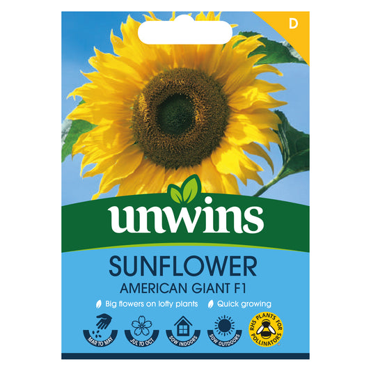Unwins Sunflower American Giant F1 Seeds front of pack