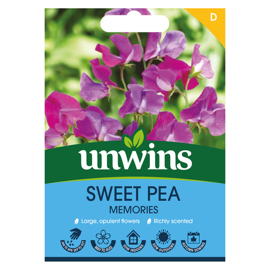 Unwins Sweet Pea Memories Seeds front of pack