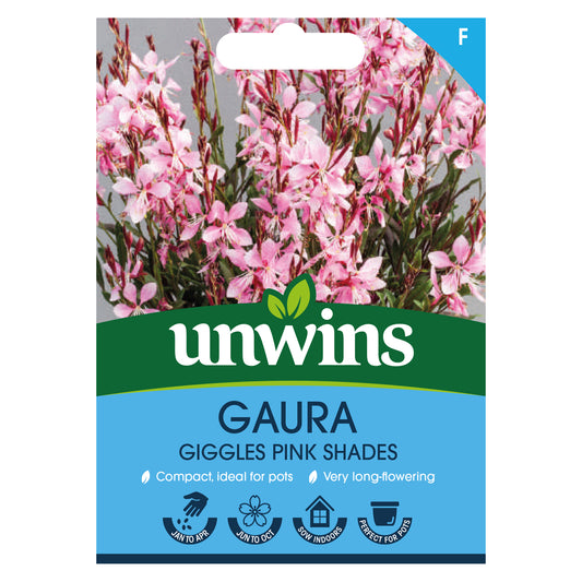 Unwins Gaura Giggles Pink Shades Seeds front of pack