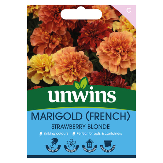Unwins French Marigold Strawberry Blonde Seeds front