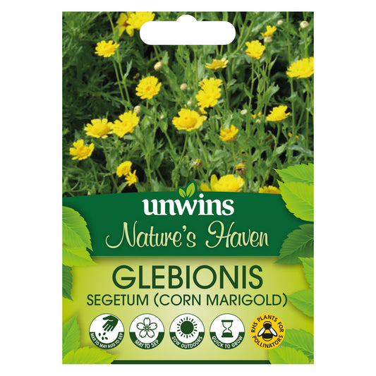 Nature's Haven Glebionis Segetum Corn Marigold Seeds front of pack