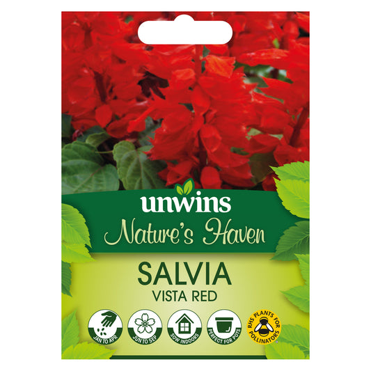 Nature's Haven Salvia Vista Red Seeds front of pack