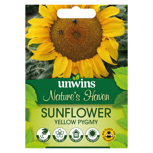 Nature's Haven Sunflower Yellow Pygmy Seeds front of pack