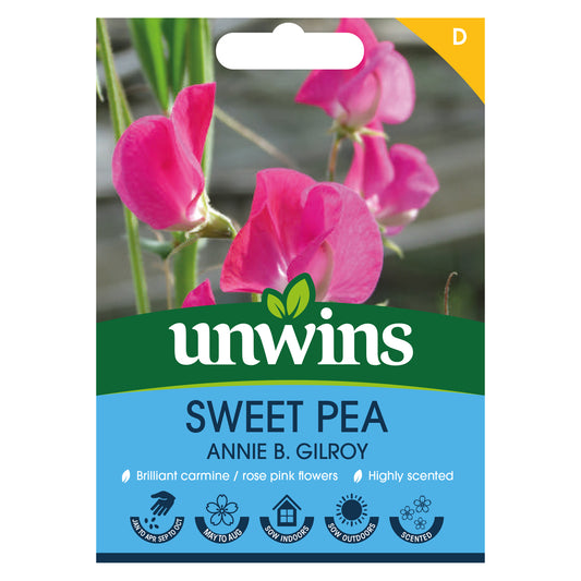 Unwins Sweet Pea Annie B Gilroy Seeds front of pack