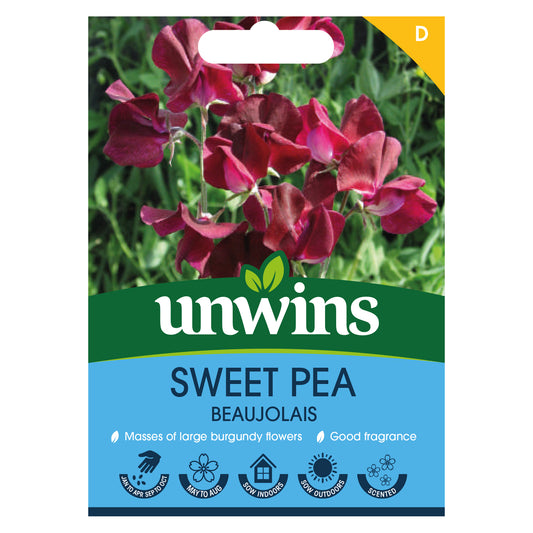 Unwins Sweet Pea Beaujolais Seeds front of pack