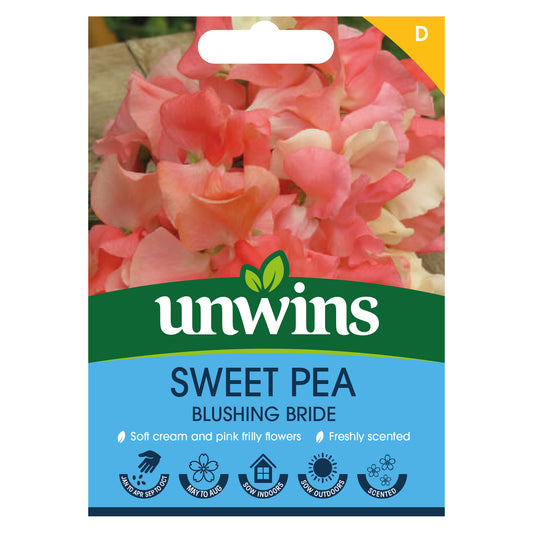Unwins Sweet Pea Blushing Bride Seeds front of pack