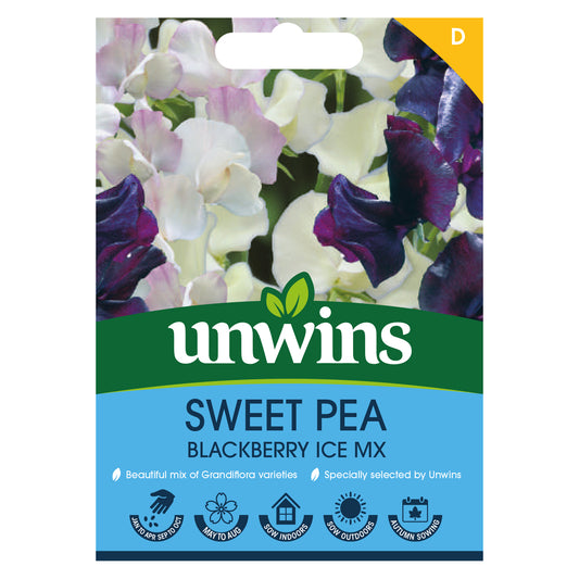 Unwins Sweet Pea Blackberry Ice Mix Seeds front of pack