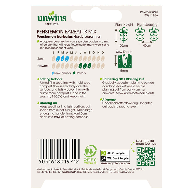 Unwins Penstemon Barbatus Mix Seeds