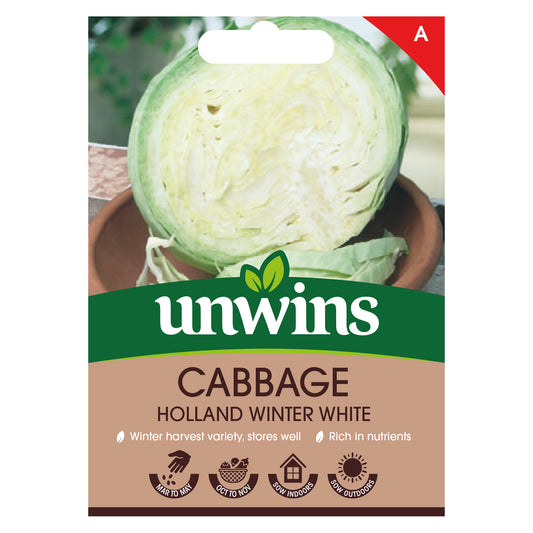 Unwins Cabbage Holland Winter White Seeds Front