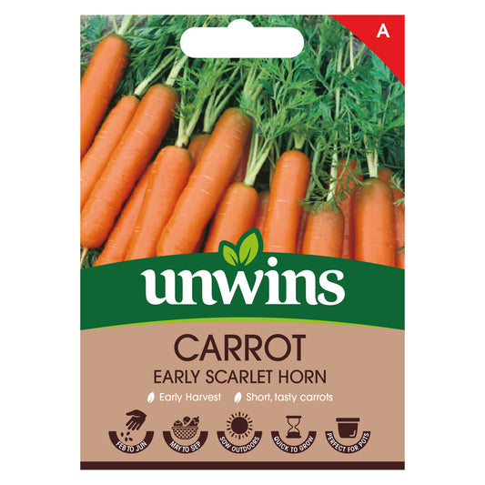 Unwins Carrot Early Scarlet Horn Seeds Front
