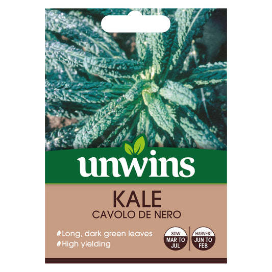 Unwins Kale Cavolo De Nero Seeds front of pack