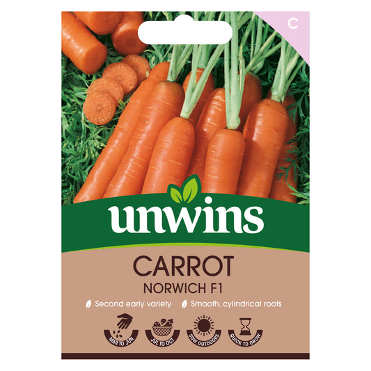 Unwins Carrot Norwich F1 Seeds Front
