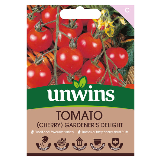 Unwins Cherry Tomato Gardener's Delight Seeds front of pack