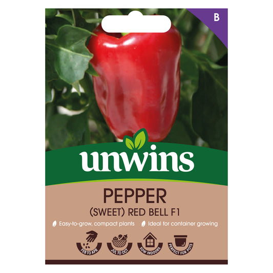 Unwins Sweet Pepper Red Bell F1 Seeds front of pack