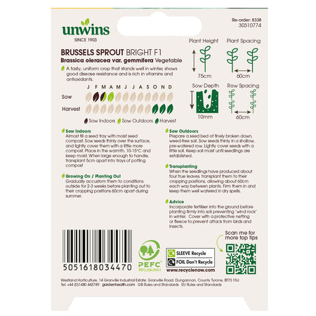 Unwins Brussels Sprout Bright F1 Seeds