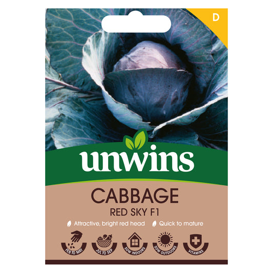 Unwins Cabbage Red Sky F1 Seeds Front
