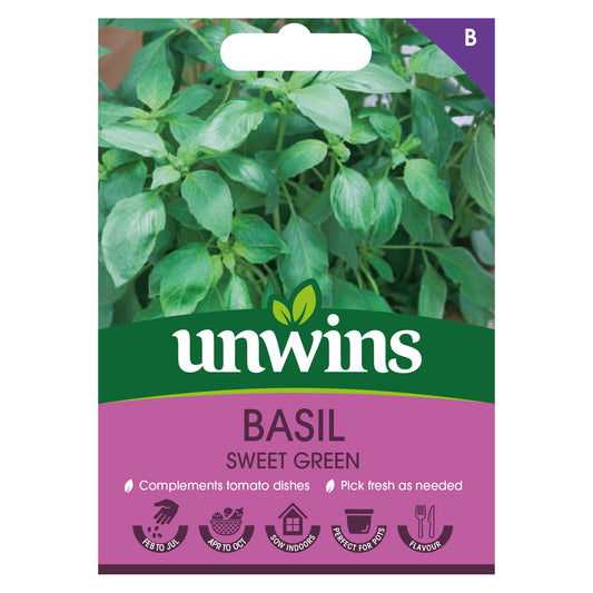 Unwins Basil Sweet Green Seeds Front