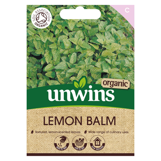 Unwins Organic Lemon Balm Seeds front of pack