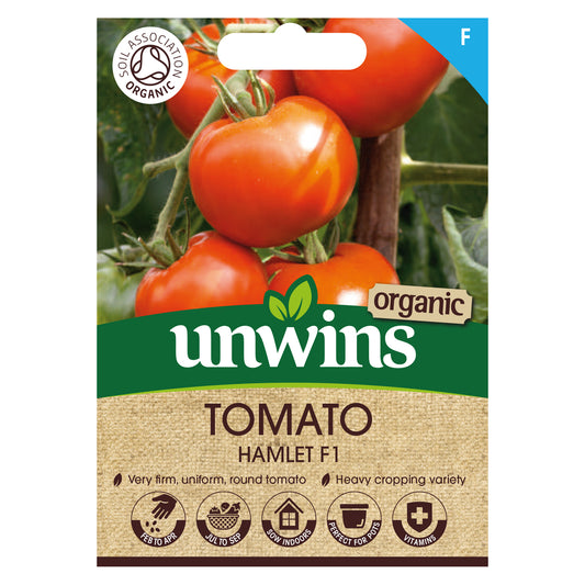 Unwins Organic Tomato Hamlet F1 Seeds front of pack