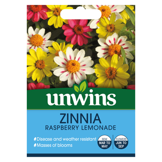 Unwins Zinnia Raspberry Lemonade Seeds front of pack