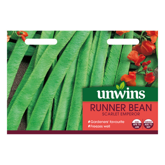 Unwins Runner Bean Scarlet Emperor Seeds front of pack