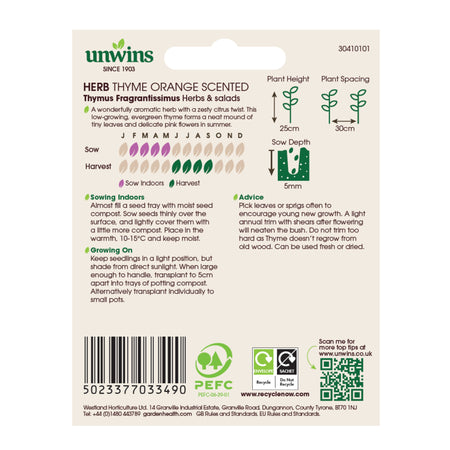 Unwins Herb Thyme Orange Scented Seeds