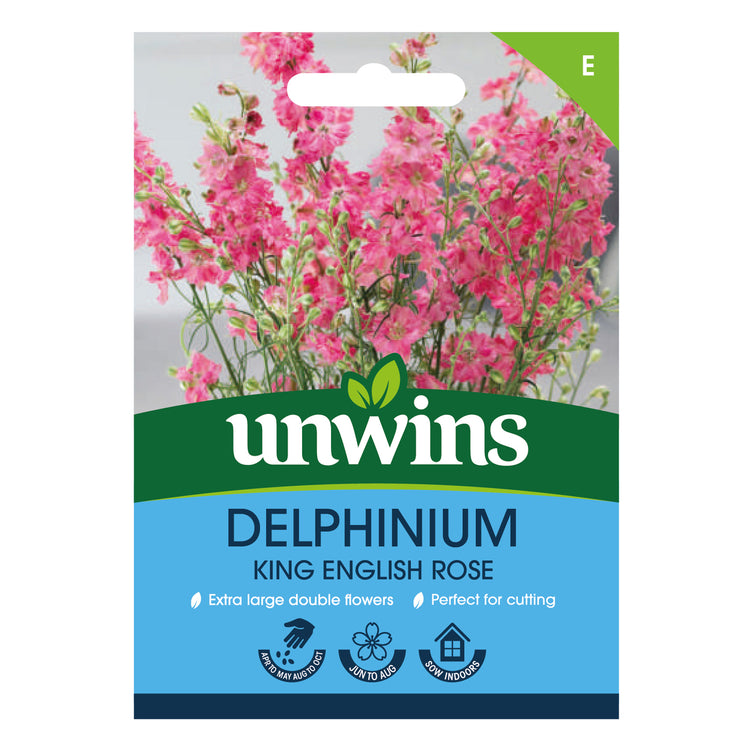 Unwins Delphinium King Scarlet (English Rose) Seeds
