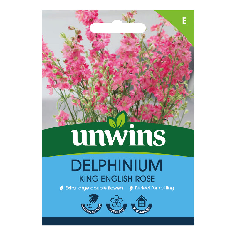 Unwins Delphinium King Scarlet (English Rose) Seeds