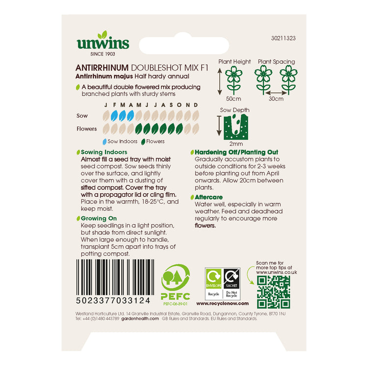 Unwins Antirrhinum Doubleshot Mix Seeds