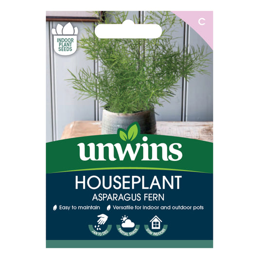 Unwins Houseplant Asparagus Fern Seeds front of pack