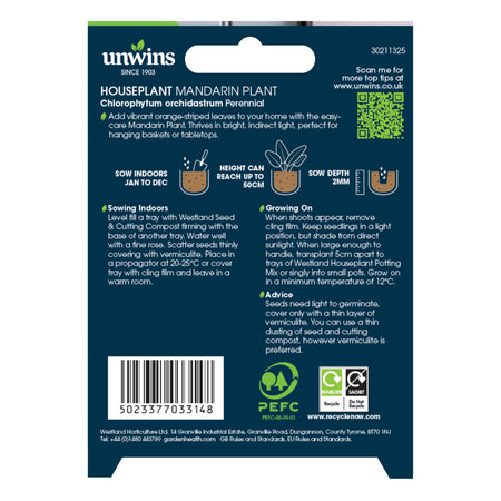 Unwins Houseplant Mandarin Plant  (Chlorophytum Orchidastrum) Seeds
