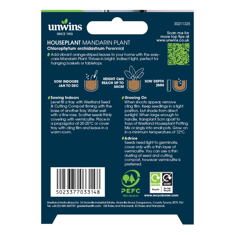 Unwins Houseplant Mandarin Plant  (Chlorophytum Orchidastrum) Seeds