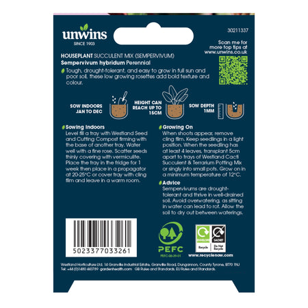 Unwins Houseplant Succulent Mix (Sempervivum) Seeds