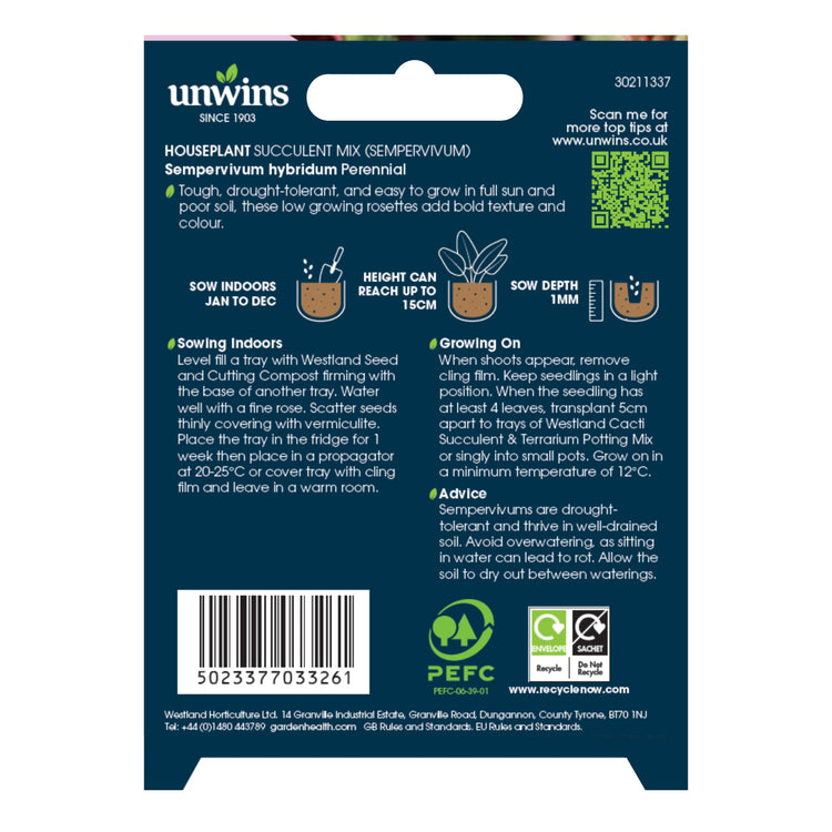 Unwins Houseplant Succulent Mix (Sempervivum) Seeds