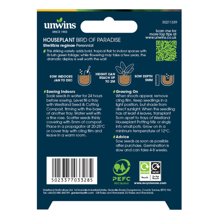 Unwins Houseplant Bird of Paradise Seeds