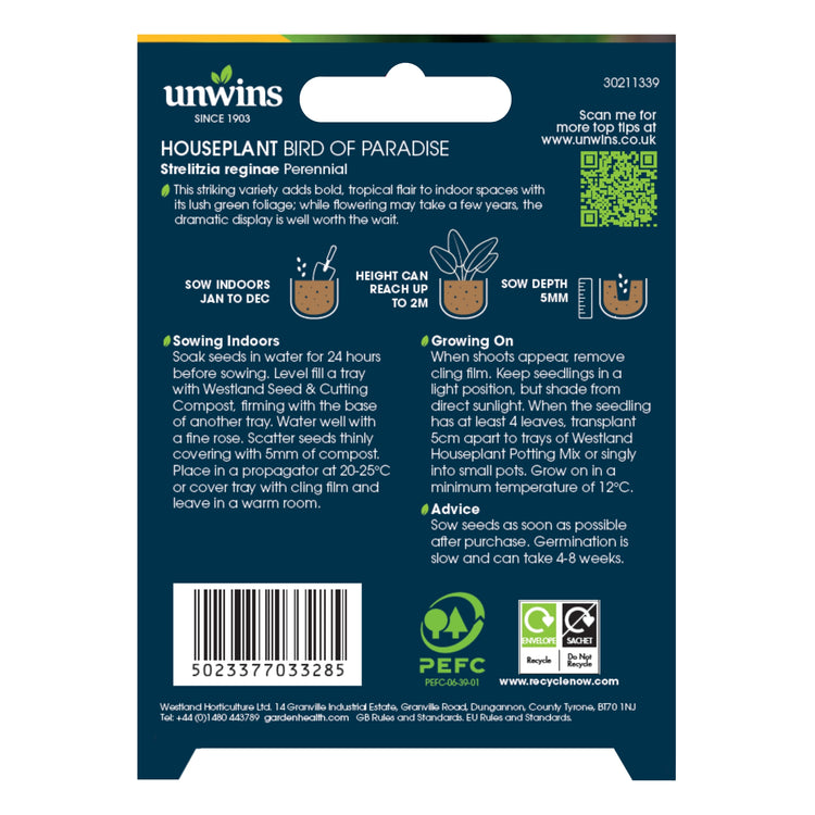 Unwins Houseplant Bird of Paradise Seeds