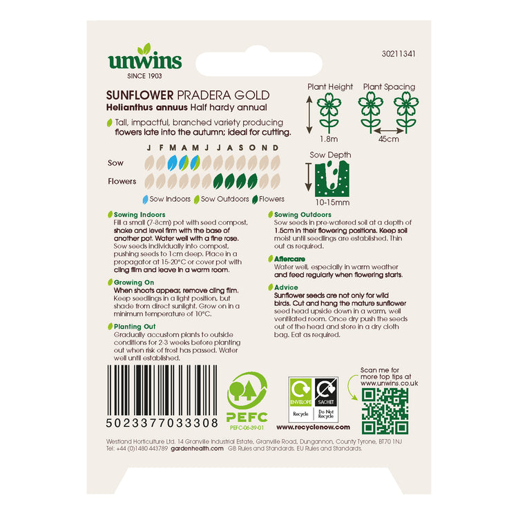 Unwins Sunflower Pradera Gold Seeds